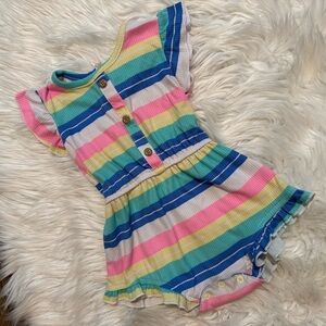 Delia’s Baby Girls Rainbow Stripe Flutter Sleeve Romper 24M